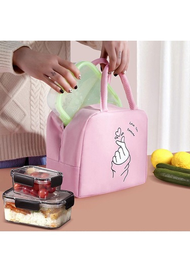 Kadınlar Ve Erkekler İçin Taşınabilir Öğle Yemeği Çantası, Isı Yalıtımlı Öğle Yemeği Kutusu, Yeniden Kullanılabilir Bento Çantası, İş, Piknik, Okul, Seyahat İçin Kalp Tote Çantalar --