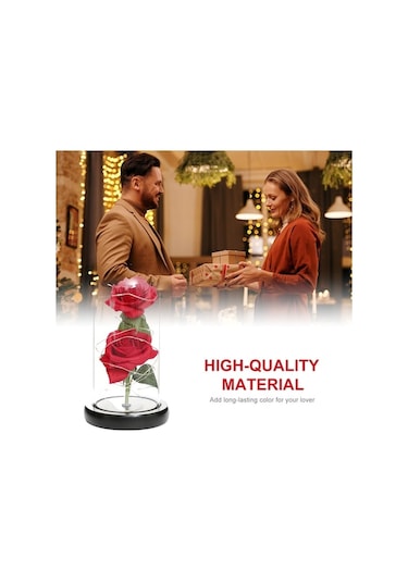 Novahub Cam Kubbe Kutuda Yapay Gül Led Işıkla, Sonsuza Kadar Gül Çiçeği Anneler Günü Sevgililer Günü Düğün Festivali Yıldönümü Hediyesi