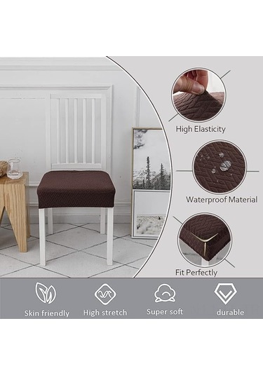 Lemestar 6 Adet Kahverengi Su Geçirmez Sandalye Koltuk Örtüsü - Esnek, Kaymazsız, Dayanıklı, Ev Ve Restoran İçin Kahverengi