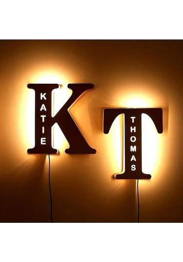 Willowhaven I 1pc Zouwıı Kişiselleştirilmiş Led Duvar Gece Lambası Özel İsim Tarih Üst Kasa Harfler Geri Dönüştürülmüş Ahşap Usb Beslemeli Yatak Odası Dekorasyonu Ahşap