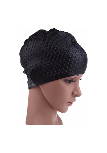 Sones Silikon Su Geçirmez Yüzme Şapkaları Kulakları Korur Uzun Saç Spor Yüzme Şapkası Yetişkinler İçin Gri