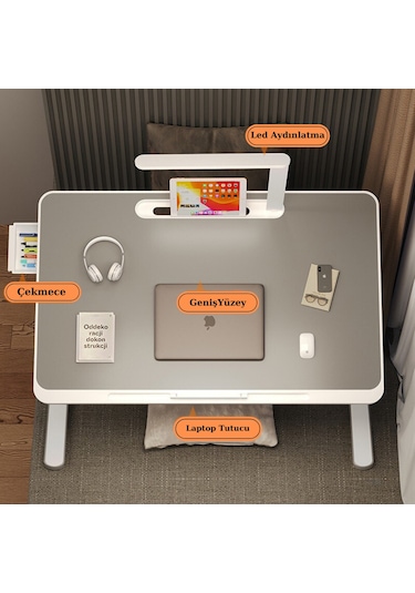 Karr Office Move - N9 Yükseklik Ayarlı Led Aydınlatmalı Gri Laptop Sehpası Diğer