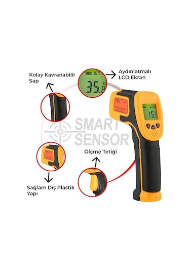 Smart Sensor As530 Kızılötesi Lazerli Sıcaklık Ölçer