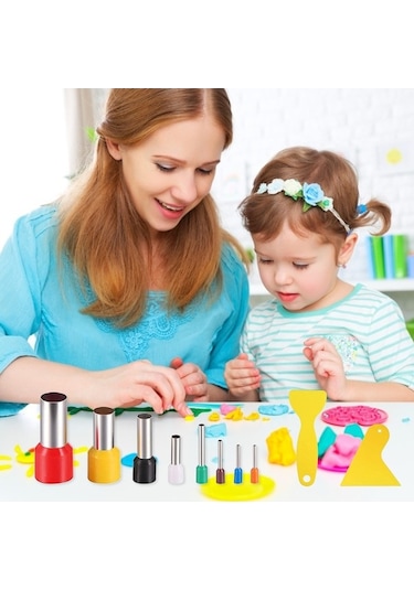 Createtech Yuvarlak Silindiri Seti Şekil Polimer Plastik Parça Mini Levha Kil Kil Kil Kesiciler Kesici Kazıyıcı Kalıplar Girinti Daire Aletleri Aleti Akrilik 44 At Çok Renkli