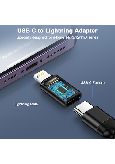 Daytona Lightning To USB Type C Dönüştürücü Adaptör x 2 Adet – iPhone & Apple Uyumlu iPad 14'e Kadar