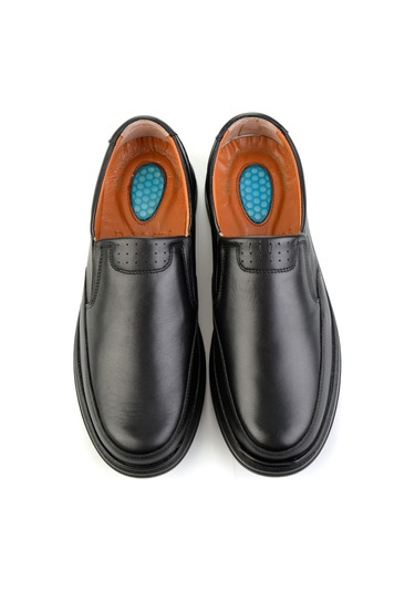 Siyah Hakiki Deri Erkek Casual Ayakkabı E01437041503 Siyah