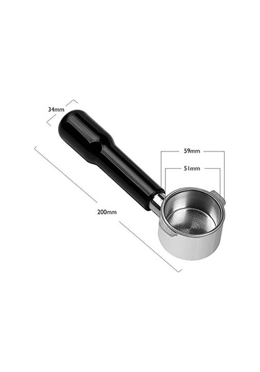 Metabagua Ecp3420 Ec155 Bco430 Ec260 Için 51mm Portafilter, 51mm Dipsiz Portafilter 2 Kulak Yedek Parçaları Vef58n Siyah - Gri