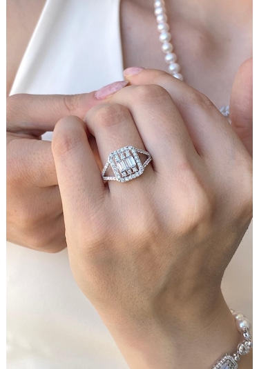 7,5 Mm Kadın Baget Kesim Doğal İnci Küpe Kolye Bileklik Yüzük Dörtlü Set 10 Gümüş