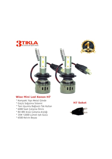 Daewoo Nexia Wise Beyaz H4 Mini Led Xenon Şimşek Etkili 12000 Lümen