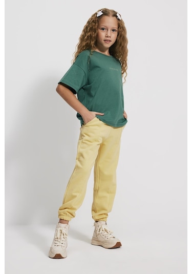 Kids Girl Ön Dikişli Loose Fit Sarı Jogger Sarı