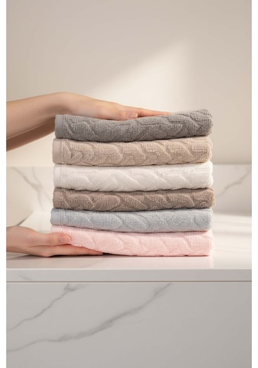Soft İsba 6'lı %100 Pamuklu Havlu Seti 50x90 Cm Çok Renkli