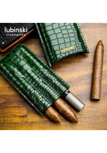 Lubinski Deri 3'lü Puro Kılıfı Lacivert Desenli 60 Ring