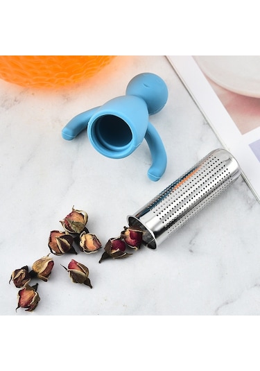 Sones Adam Şeklinde Çay Filtresi Demleyici 304 Paslanmaz Çelik Çay Süzgeci Pembe