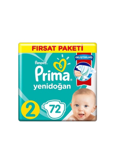 Prima Yenidoğan Fırsat Paketi Bebek Bezi 4-8 KG 2 Beden 2 x 72 Adet 2'li