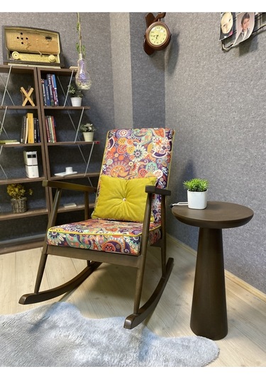 Asedia Trend Ceviz Retro Sallanan Sandalye Koltuk