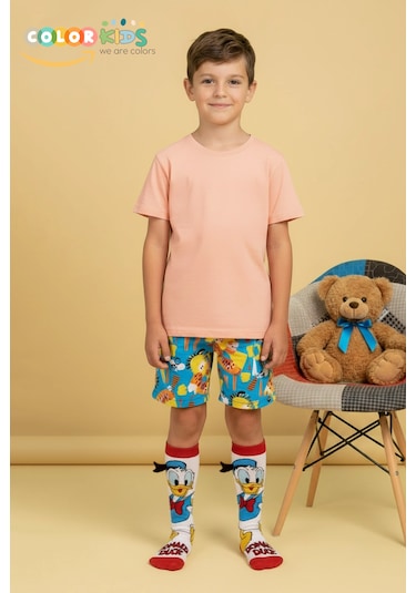 Color Socks 1 Çift Beyaz Ördek Desenli Animasyon Çorap Soft Touch Beyaz