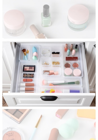 11'li Çekmece İçi Çok Amaçlı Organizer -kozmetik Takı Makyaj Organizeri Dolap İçi Düzenleyici Şeffaf