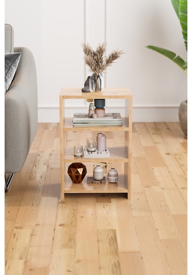 4 Raflı Komodin Yatak Odası Yanı Komodin Bölmeli Komodin Çam