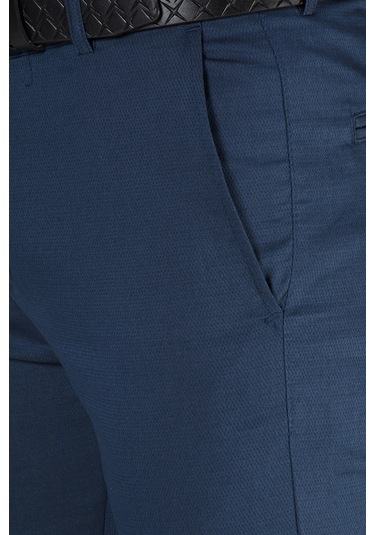 Erkek Slim Fit Petekli Italyan Kesim Keten Pantolon 21k-2200420-6 Gece Mavisi Gece Mavisi