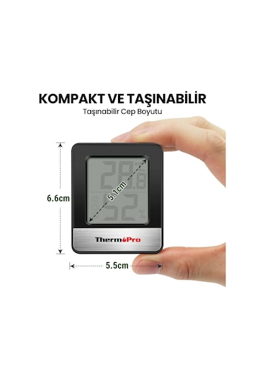 ThermoPro TP49B Mini Iç Mekan Dijital Sıcaklık ve Nem Ölçer Termometre
