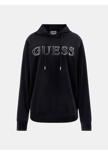 Guess Yapay Elmas Taşlı Logolu Kadın Sweatshirt V4rq25k0232 Siyah