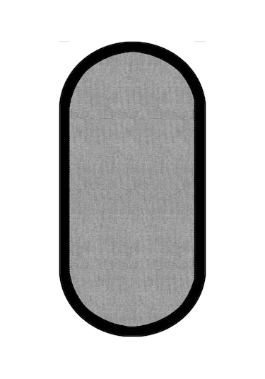 Decomia Home DC-5034 Dijital Kaymaz Gri Jüt Görünümlü Oval Siyah Çerçeveli Mutfak Salon Halısı Yolluk