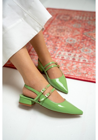 Holly Çift Toka Detaylı Babet Yeşil