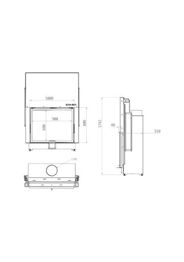 Echa Tech Asansörlü Çelik Şömine Haznesi Düz 100 x 80