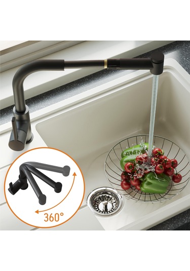 Adell Kelvin T Spiralli Mutfak Bataryası Mat Siyah