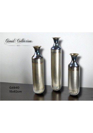 Gönül Vazo Metal 14,5x62 Cm Kahverengi G4940 Kahverengi