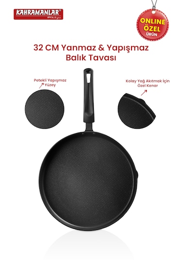 Kahramanlar Fish Master Kapaklı Balık Tavası 36 CM