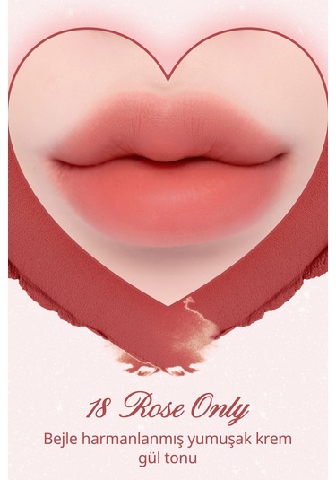 Dasique Kalp Tasarımlı Yoğun Pigmentli Köpük Yapılı Kadife Bitiş Sunan Ruj Souffle Color Pot 18 Rose Only 18 Rose Only