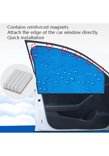 Sones R-2938 Tek Katlı Güneş Koruma Manyetik Araç Perdesi Araç Su Damlası Güneşlik Mavi Sol