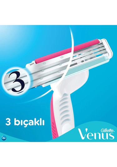 Gillette Venus 3 Renkli Kullan At Tıraş Bıçağı 4+2 Adet