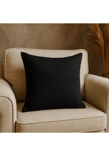 Siyah Duck Kumaş Kırlent Kılıfı Fermuarlı, Su Geçirmez, Dekoratif Yastık Kılıfı 45 x 45