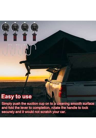 Reedark Kamp Tabanlı Araç Süspansiyonu Takımı - 4 Adet Cam Göbekli Süksiyon Feneri Ve 4 Adet S Kanca İle, Çadır Ve Battaniye Bağlama İçin Ideal Çok Renkli