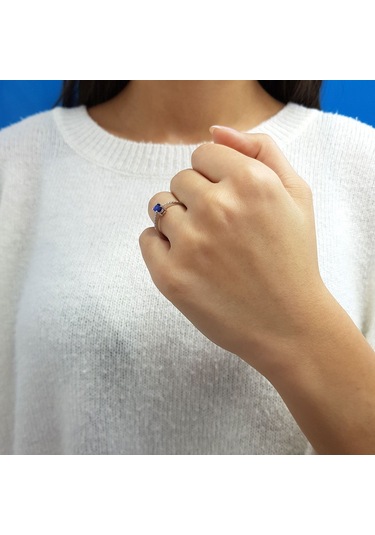 Lova Pırlantalı Oval Safir Yüzük - 1020284