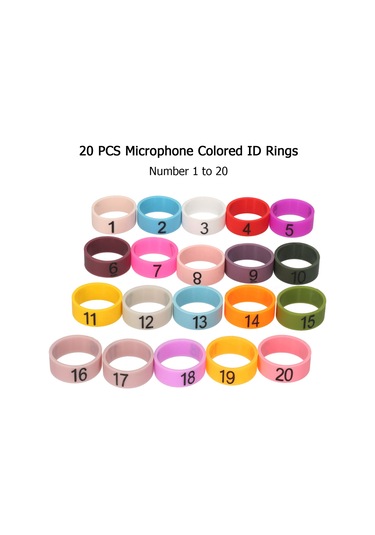 Neevoyu Mikrofon Ayırt Etme Kiti: 1-20 Numaralı Renkli Silikon Yumuşak Halkalar 20 Adet, Rastgele Renk