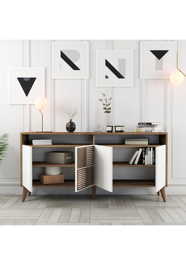 Milan 160cm Konsol - Ceviz / Beyaz