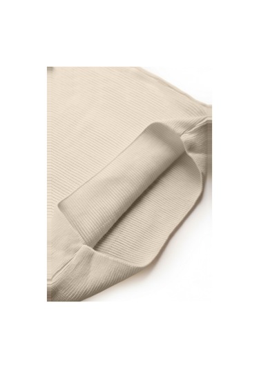 Deepsea Erkek Bej Yarım Fermuarlı Oversize Kesim Triko Kazak %100 Pamuk, Yumuşak Dokulu Örgü Kazak 2608511 Bej