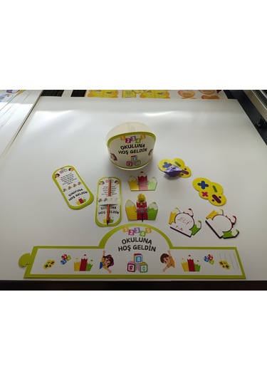 Okuluna / Sınıfına Hoş Geldin Öğrenci Tacı Ve Hediye Kartı Seti 5 Parça 8'li 05 7