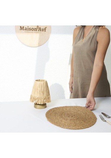 Kahverengi Jüt Hasır Amerikan Servis 2'li Supla Kahverengi