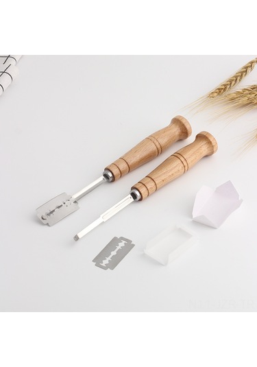 Geeroyoo 304 Çelik Ahşap Saplı Ekmek Dilimleme Aracı, Ekmek Kesici + 5 Bıçak + Kutusu, Ev Kullanıma Uygun, Dayanıklı Ve Kolay Kullanım Haki