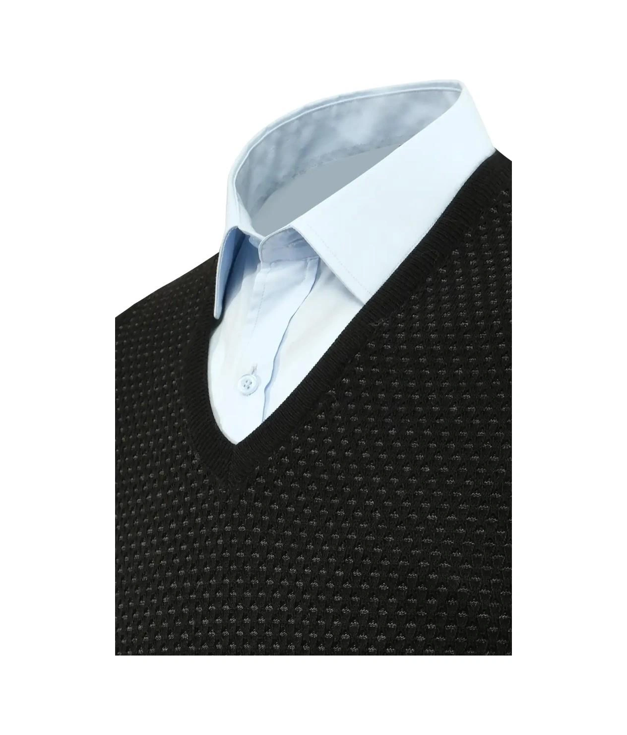 Erkek V Yaka Süveter Çelik Örgü Regular Kalıp 5201h Bgl-st04842 Siyah