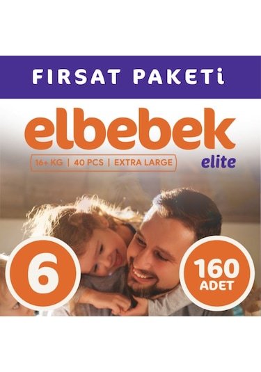 Elbebek Elite Bebek Bezi 6 Numara XLarge Fırsat Paketi 160 Adet 4'lü