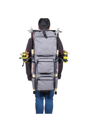 Wolfish Balıkçı Sırt Çantası Gri Büyük Boy 4 Olta Kapasiteli