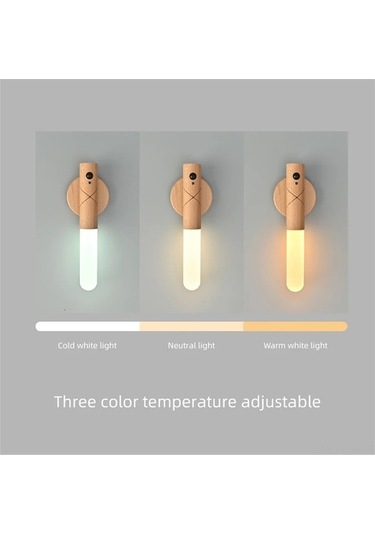 Ulzyvf Ahşap Gece Lambası - 3 Renk, Manyetik Taban, Şarj Edilebilir Beyaz, 2'li Paket Beyaz