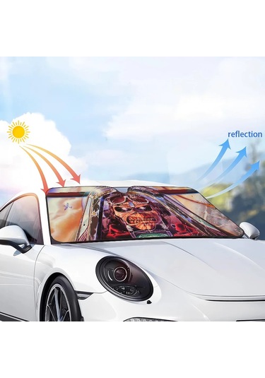 Goldenqian I-ıron Maıden Araba Pencere Ön Cam Kapak Güneş Gölge Otomatik Güneşlik Araba Kapakları Araba Güneş Koruması Z10