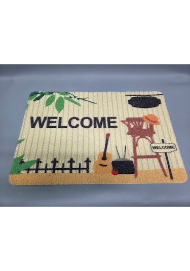 Hijyenik Kıvırcık Paspas 40x60 Cm - Islaklık Emici Kapı Önü Paspası Bej