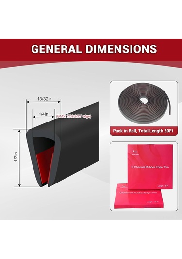 Moveevo 6m Uzunlukta Kendine Yapışkan Kauçuk U Profil Kenar Koruyucu, Kesme Engeli Ve Dekoratif Metal Kenar Tamiri Bantı - U002